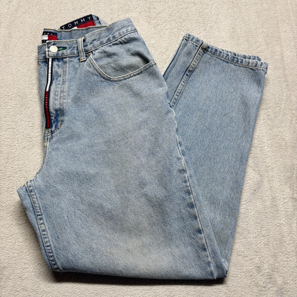 Vintage 90's Tommy Hilfiger Jeans Mens 34x32 Fits 31x30‎ Denim Big Flag Patch